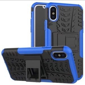 Rugged Phone Cover w/Kickstand Fits iPhone X Blue